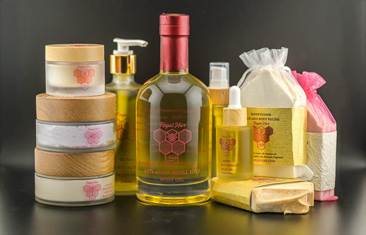 Royal Hive skin care collection of balms, oils and moisturizers